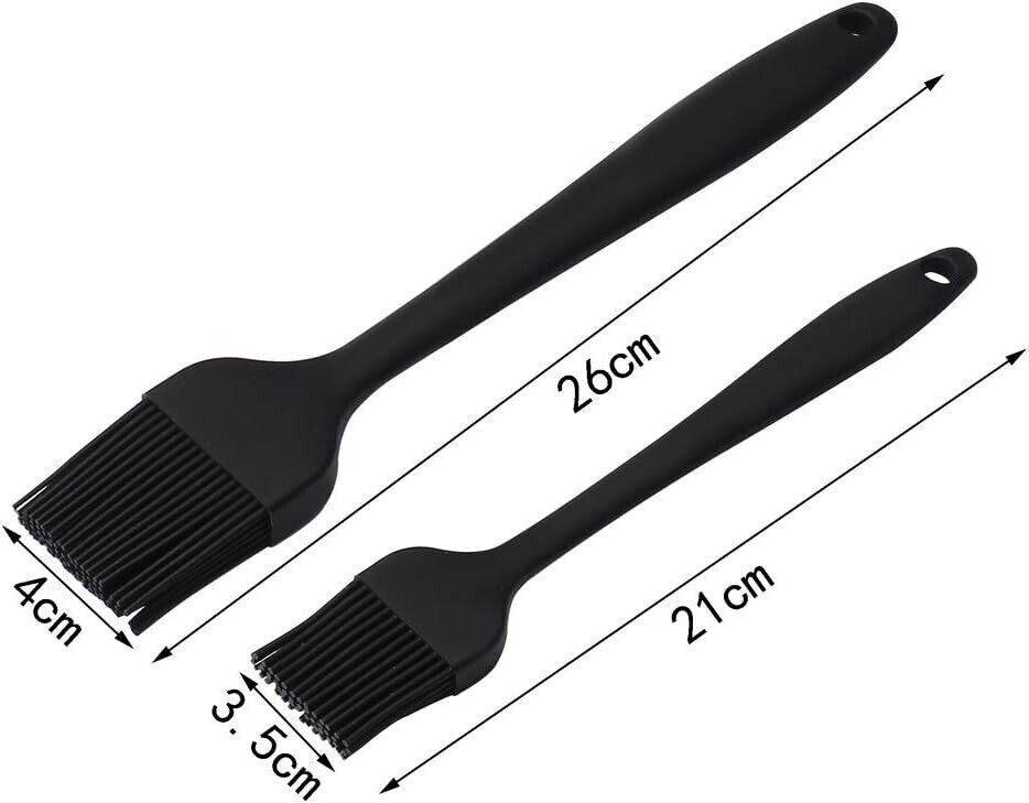 2 er Backpinsel 21 + 26 cm, Silikonpinsel, für Küche, Grill und Backen