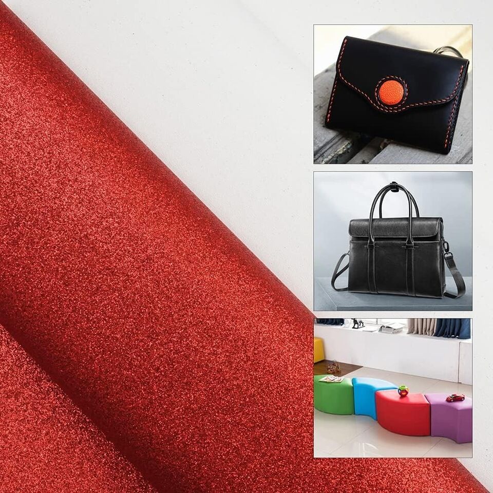 Rot Glitzernde Lederrolle 30 x 135 cm glitzernde, superfeines Kunstleder