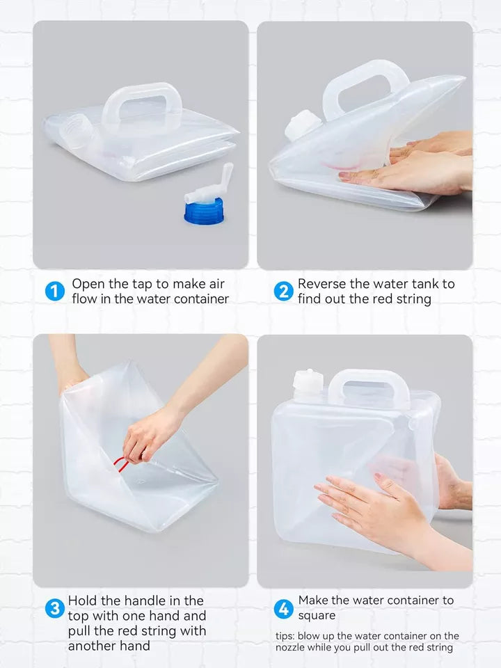 Wasserkanister 10L 2er-Pack, Faltbare Wasserkanister, Camping Wasser Kanister