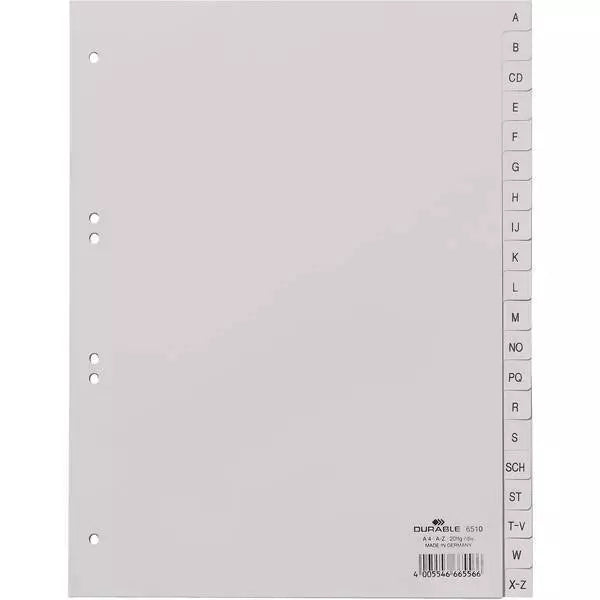 2 x DURABLE Kunststoff-Register A-Z A4 20-Teilig - Grau (6510-10)