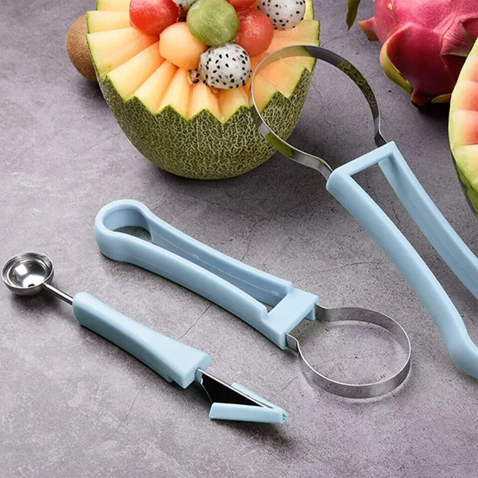 Melonen-Baller-Set, Multifunktion Obst Werkzeug Küchenhelfer Set 4 in 1