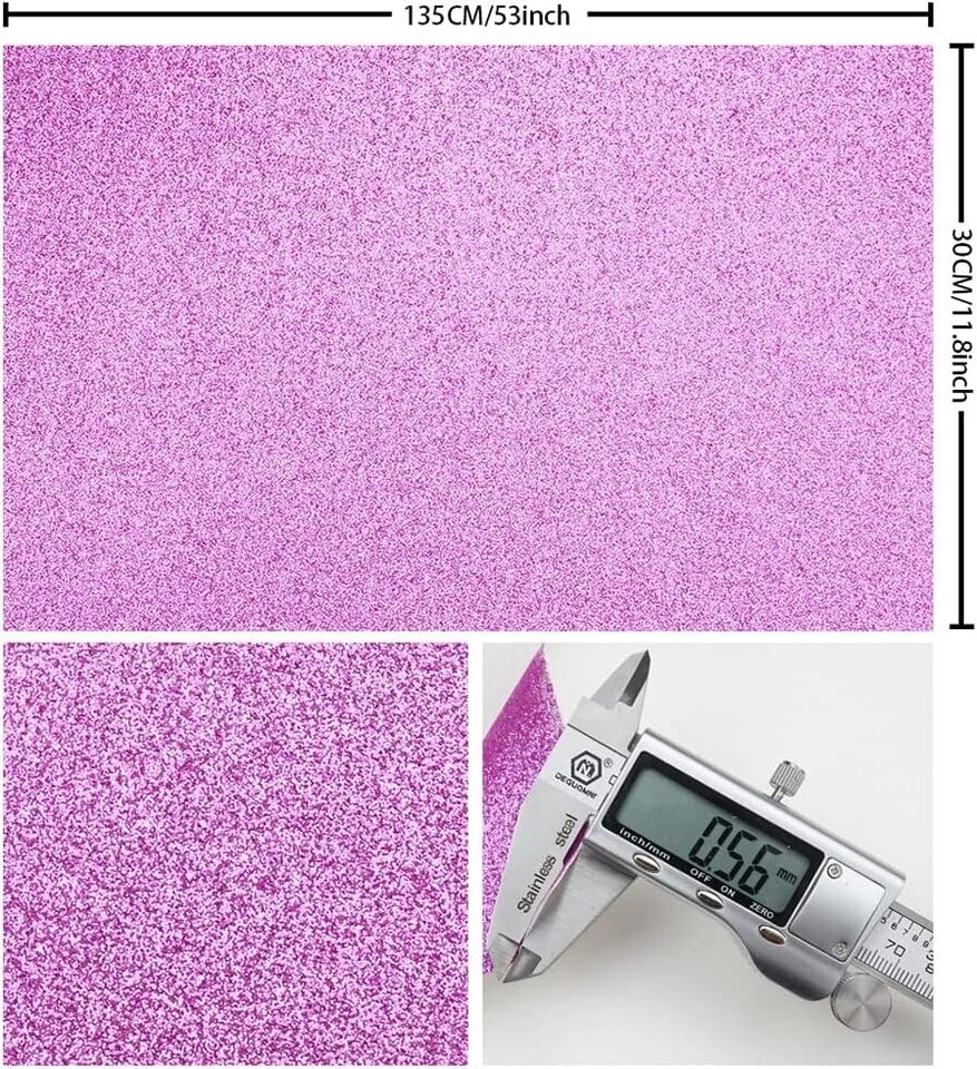 Rosa 30 x 135 cm glitzernde, superfeine Glitzer-Lederrollen, glänzende Kunststof