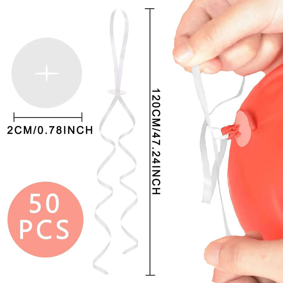 50 Stück Ballonverschlüsse Helium mit Schnur, Ballonverschluss für Hochzeit