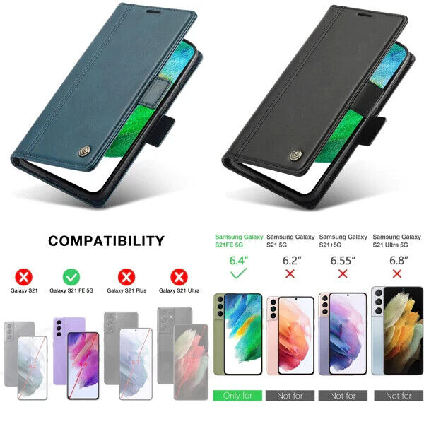 Handyhülle für Samsung Galaxy S21 FE Hülle Premium PU Leder "Schwarz"