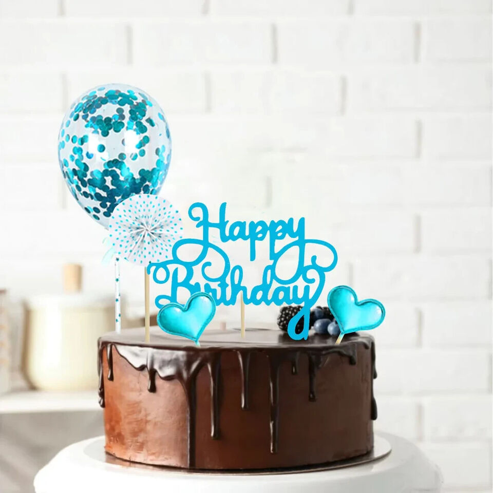 Kuchenaufsätze, Happy Birthday - 17 Teilig Geburtstagskuchen