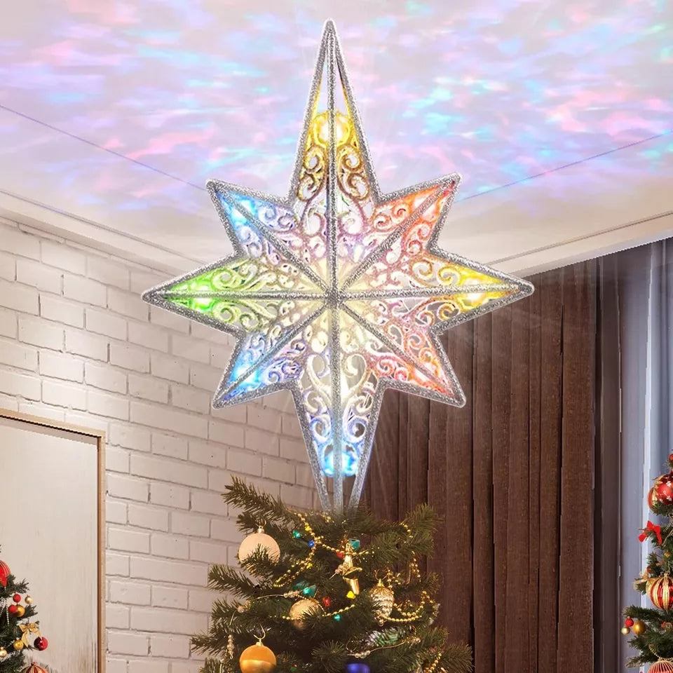 Weihnachtsbaumspitze, Anis-Sternspitze, drehbar, 360 LEDs