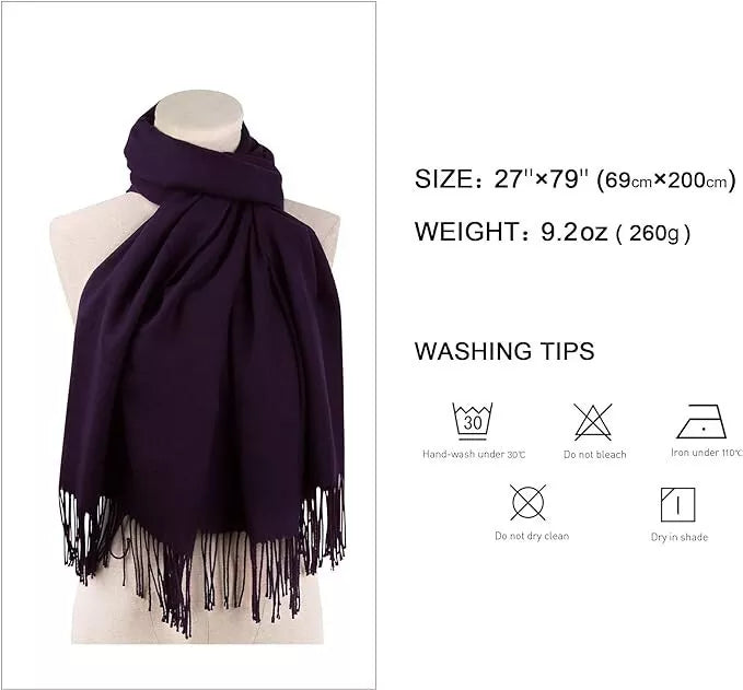 SOJOS Schal Damen Herbstschal übergroßer Einfarbiger Deckenschal - aubergine