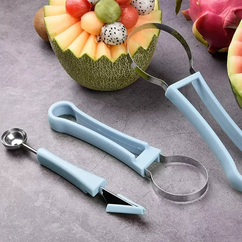 Melonen-Baller-Set,Multifunktion Obst Werkzeug Küchenhelfer Set 4 in 1
