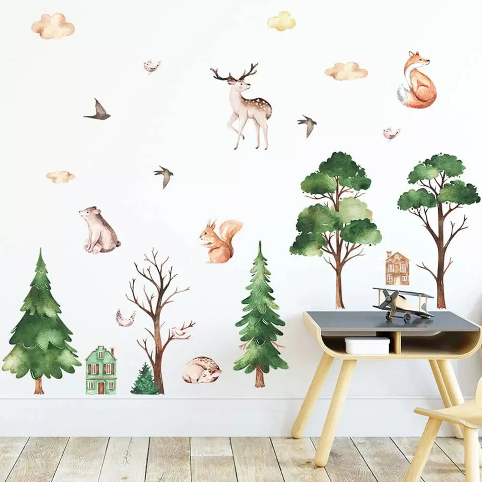 Wandaufkleber, Wald, Baum, Pflanze, Wolke, DIY-Wanddekorationen