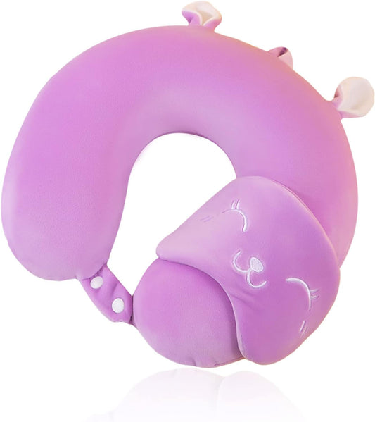 UESDU Nackenkissen Kinder, Reisekissen Memory Foam 30 * 30cm Lila