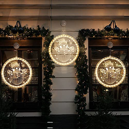 Hiboom Weihnachtsfensterlichter, 3D-Hängelichter für den Innenbereich