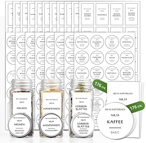 BIROYAL Gewürzetiketten-Set, 364-tlg. Gewürzaufkleber
