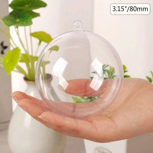 15 Stücke Acrylkugeln DIY Kugeln Transparent Plastik Weihnachtsbaumkugeln 3.15''/ 80mm für Weihnachten, Feiertag, Hochzeit, Party
