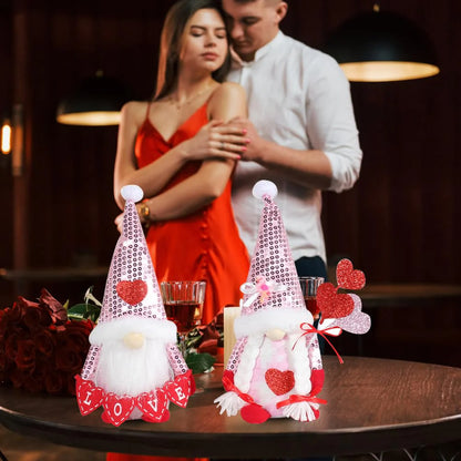 Deko-Zwerge zum Muttertag, 2-teiliges rotes Deko-Zwerg-Set zum Muttertag, Puppen-Zwerg aus Plüsch, Geschenke zum Valentinstag „Ich liebe dich“
