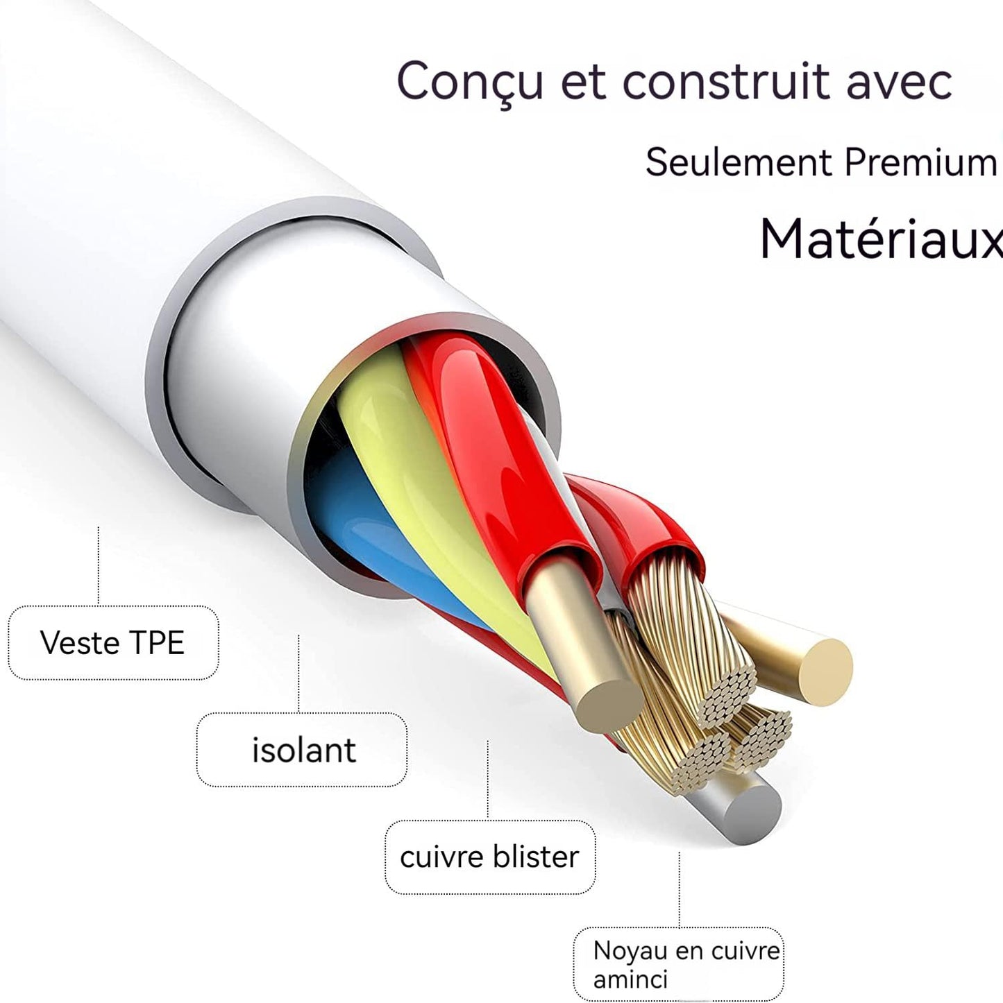 MiSense USB-C-Kabel 1 m, 3er-Pack USB-zu-USB-C-Kabel, USB-C-Kabel, Schnellladekabel für Huawei Xiaomi Samsung