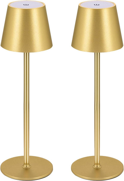 2 Stück LED Dimmbare Akku Tischlampe Kabellose, Wiederaufladbar