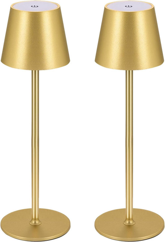 2 Stück LED Dimmbare Akku Tischlampe Kabellose, Wiederaufladbar