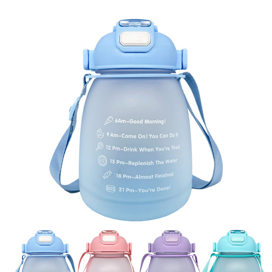 Trinkflasche 1300ml, Wasserflasche mit Strohhalm, Auslaufsicher