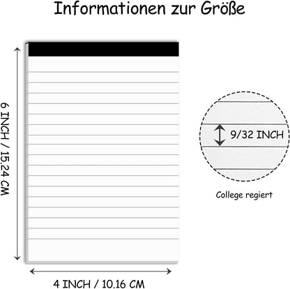 A6-Notizblöcke, 30 Seiten, dickes, strahlend weißes Papier, Notizblockpackung mit 10 Blöcken, Notizbuch mit 17 Zeilen