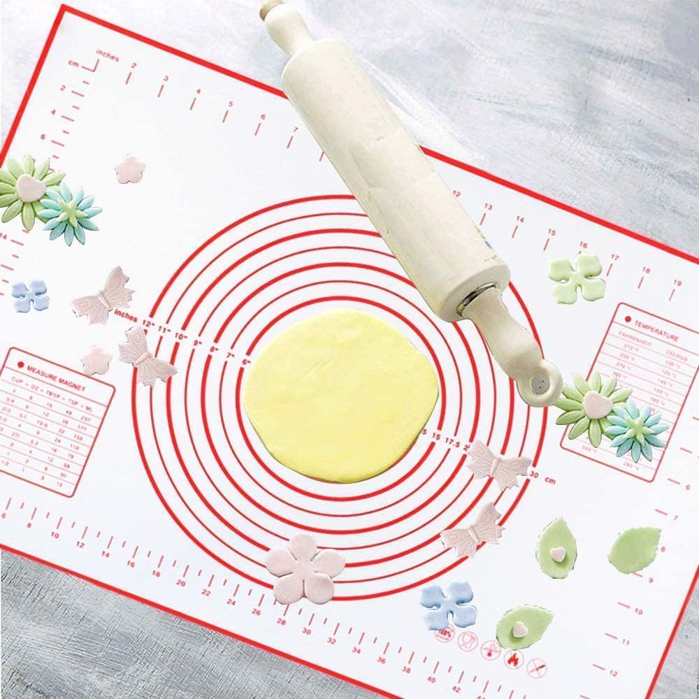 Backmatte Silikon, Rutschfest Back Unterlagen Set für Fondant Gebäck Pizza Matte 60x40cm