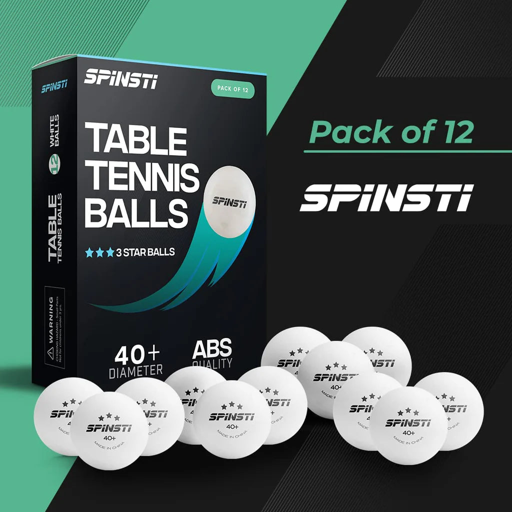 SPINSTI Tischtennisbälle, 12er-Set, weiß, 40 professionelle ABS