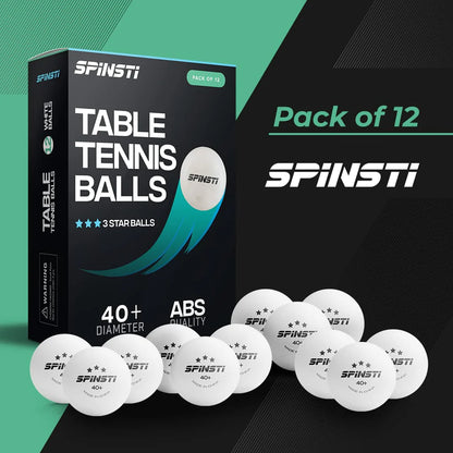 SPINSTI Tischtennisbälle, 12er-Set, weiß, 40 professionelle ABS