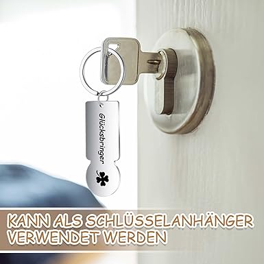BBTO 6 Stück Einkaufschip Schlüsselanhänger Abziehbar Einkaufswagenchips Glücksbringer Schlüsselanhänger