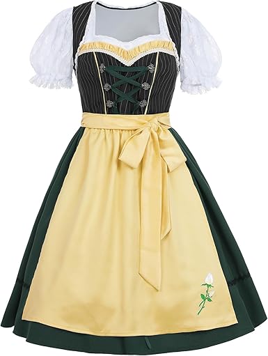 Damen Dirndelkleid, Midikleid Oktoberfest 3er Set: Dirndlbluse, Dirndl und Schürze in Größe "S"