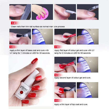 Vishine 12 Stück Gel-Nagellack-Set, Base Coat & Matte Glossy Top Coat