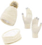 Winter Damen Strickmütze Kombiset, Mütze, Schal, Handschuhe