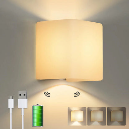 Innenwandleuchte Akku mit Bewegungsmelder, USB aufladbare Wandlampe,