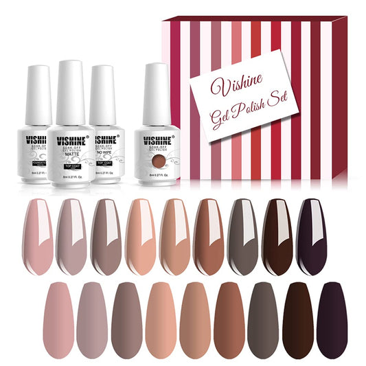 Vishine 12 Stück Gel-Nagellack-Set, Base Coat & Matte Glossy Top Coat