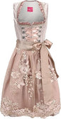 ELFIN Damen Midi Dirndl Elegante Trachtenkleid für Oktoberfest inkl. Spitzen Dirndlschürze Gr. 46