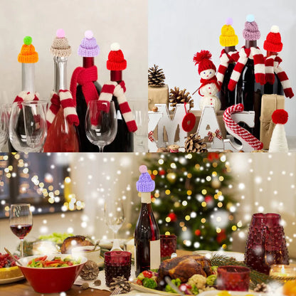 30 Mini-Weinflaschenhüte, weihnachtliche gestrickte Fingermützen, Weinflaschenhut, DIY-Basteldekoration für Party