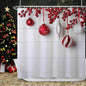 Ttincceer Weihnachten Duschvorhang 180x200cm Retro Weiß Holz Rot Weiß Weihnachten Ball Badezimmer Vorhang Modern Neujahr