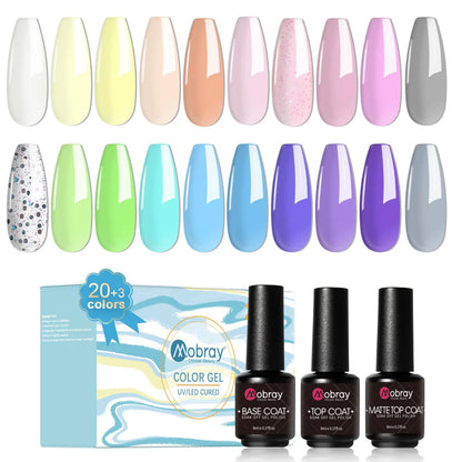 23-teiliges UV-Gel-Nagellack-Set von Mobray, rosa-violetter Gel-Nagellack für Frühling und Sommer