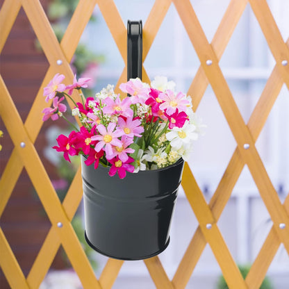 KINGLAKE Blumentöpfe zum Aufhängen Hängend aus Metall, Schwarz Hänge 10Stück Garten Töpfe für Balkon, Zaun