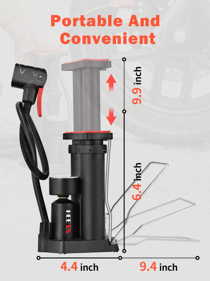 HEETA Fahrradpumpe, Schnellluftpumpe Fahrrad Alle Ventile Fahrradluftpumpe mit 170 PSI und Druckmesser Arbeitssparende Standpumpe
