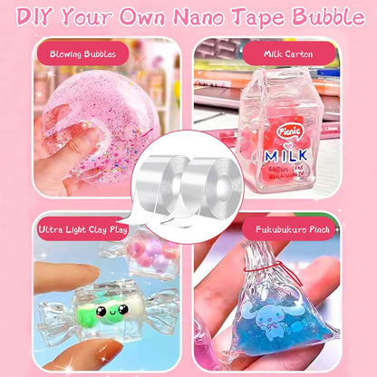 38 Stück Nano Tape Bubbles Set, Magie Nano Klebeband Set, Doppelseitiges Bubble Tape DIY, Blowing Bubble Tape mit Pailletten Aufkleber,