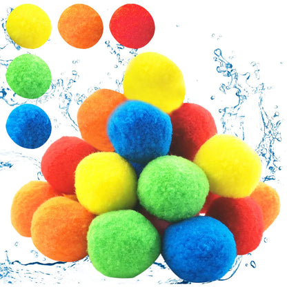 TOPJOWGA-Wasserbälle, 15 Plüschbälle, bunte Wasserbomben-Ballons, wieder 3,50verwendbar, Wasserbomben,