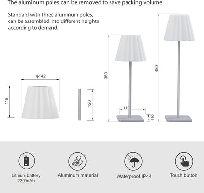FLORNIA Dimmbare LED Akku Tischlampe Batterie betrieben
