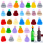 30 Mini-Weinflaschenhüte, weihnachtliche gestrickte Fingermützen, Weinflaschenhut, DIY-Basteldekoration für Party