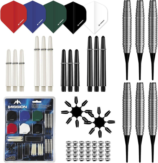 Mission Darts 90-teiliges Zubehör-Set – enthält Dartpfeile, Flights, Stiele und Zubehör.