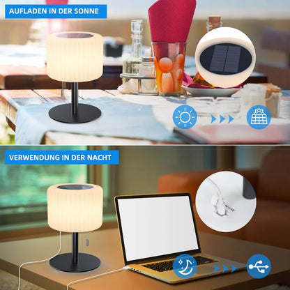 GGII Solar-Tischlampe für den Außenbereich, dimmbar, 7 RGB-Farben,