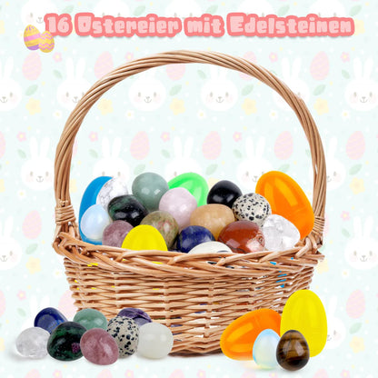 Ostergeschenke für Kinder, Fertig gefüllte Ostereier mit 16 Edelsteinen,