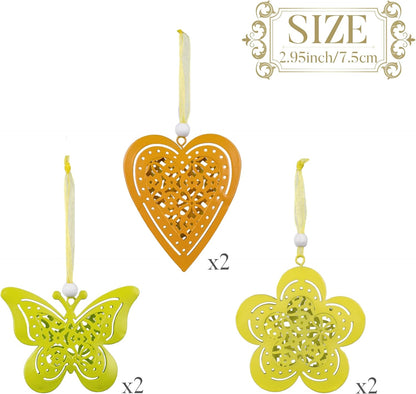 Valery Madelyn 6X Dekoaufhänger aus Metal, 7.5cm Frühlingsdeko zum Aufhängen, Osteranhänger Hochzeit Baumschmuck