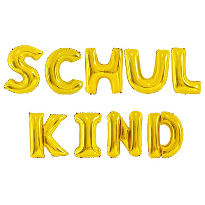 Schulanfang Deko Schulkind Folienballon, goldene Einschulungs Deko Heliumballons Schulkind