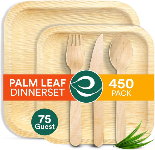 ECO SOUL 100 % kompostierbares Palmblatt-Geschirrset für 75 Personen (Copy)