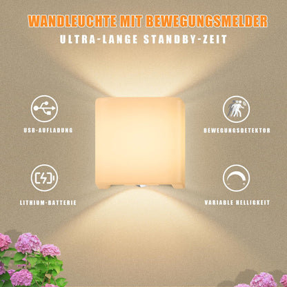 Innenwandleuchte Akku mit Bewegungsmelder, USB aufladbare Wandlampe,