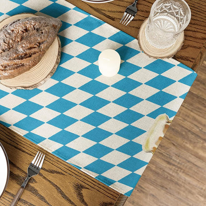 Raute Oktoberfest Brezel Bayrisch Blau Tischläufer, Waschbar Modern Küche, 40 x 140 cm